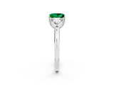 White gold Three-Stone Princess Cut Cut Diamond Ring with Trillion Side Stones and Four-Prong Setting_2