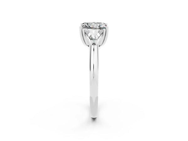 Silver Three-Stone Princess Cut Moissanite Engagement Ring with Trillion Side Stones and Prong Setting