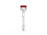 White gold Three-Stone Princess Cut Cut Diamond Ring with Trillion Side Stones and Four-Prong Setting_2