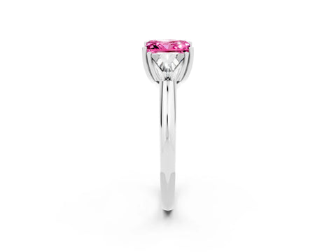 White gold Three-Stone Princess Cut Cut Diamond Ring with Trillion Side Stones and Four-Prong Setting_2