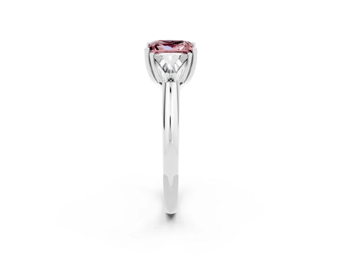 White gold Three-Stone Princess Cut Cut Diamond Ring with Trillion Side Stones and Four-Prong Setting_2