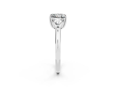 White gold Three-Stone Princess Cut Cut Diamond Ring with Trillion Side Stones and Four-Prong Setting_2