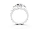 White gold Three-Stone Princess Cut Cut Diamond Ring with Trillion Side Stones and Four-Prong Setting_3