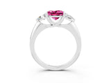 White gold Three-Stone Princess Cut Cut Diamond Ring with Trillion Side Stones and Four-Prong Setting_3