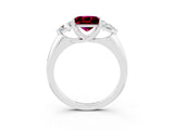 White gold Three-Stone Princess Cut Cut Diamond Ring with Trillion Side Stones and Four-Prong Setting_3