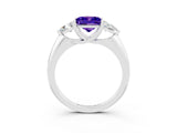 White gold Three-Stone Princess Cut Cut Diamond Ring with Trillion Side Stones and Four-Prong Setting_3