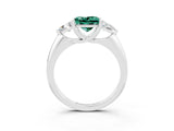 White gold Three-Stone Princess Cut Cut Diamond Ring with Trillion Side Stones and Four-Prong Setting_3