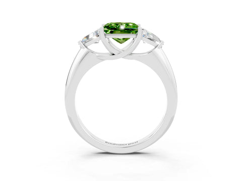 White gold Three-Stone Princess Cut Cut Diamond Ring with Trillion Side Stones and Four-Prong Setting_3