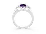 White gold Three-Stone Princess Cut Cut Diamond Ring with Trillion Side Stones and Four-Prong Setting_3