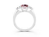White gold Three-Stone Princess Cut Cut Diamond Ring with Trillion Side Stones and Four-Prong Setting_3