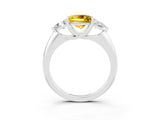 White gold Three-Stone Princess Cut Cut Diamond Ring with Trillion Side Stones and Four-Prong Setting_3
