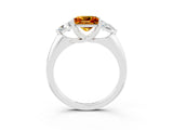 White gold Three-Stone Princess Cut Cut Diamond Ring with Trillion Side Stones and Four-Prong Setting_3