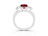 White gold Three-Stone Princess Cut Cut Diamond Ring with Trillion Side Stones and Four-Prong Setting_3