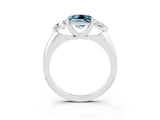 White gold Three-Stone Princess Cut Cut Diamond Ring with Trillion Side Stones and Four-Prong Setting_3