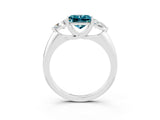White gold Three-Stone Princess Cut Cut Diamond Ring with Trillion Side Stones and Four-Prong Setting_3