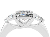 White gold Three-Stone Princess Cut Cut Diamond Ring with Trillion Side Stones and Four-Prong Setting_4