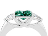 White gold Three-Stone Princess Cut Cut Diamond Ring with Trillion Side Stones and Four-Prong Setting_4
