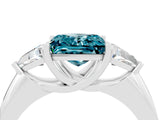 White gold Three-Stone Princess Cut Cut Diamond Ring with Trillion Side Stones and Four-Prong Setting_4