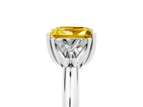 White gold Three-Stone Princess Cut Cut Diamond Ring with Trillion Side Stones and Four-Prong Setting_5