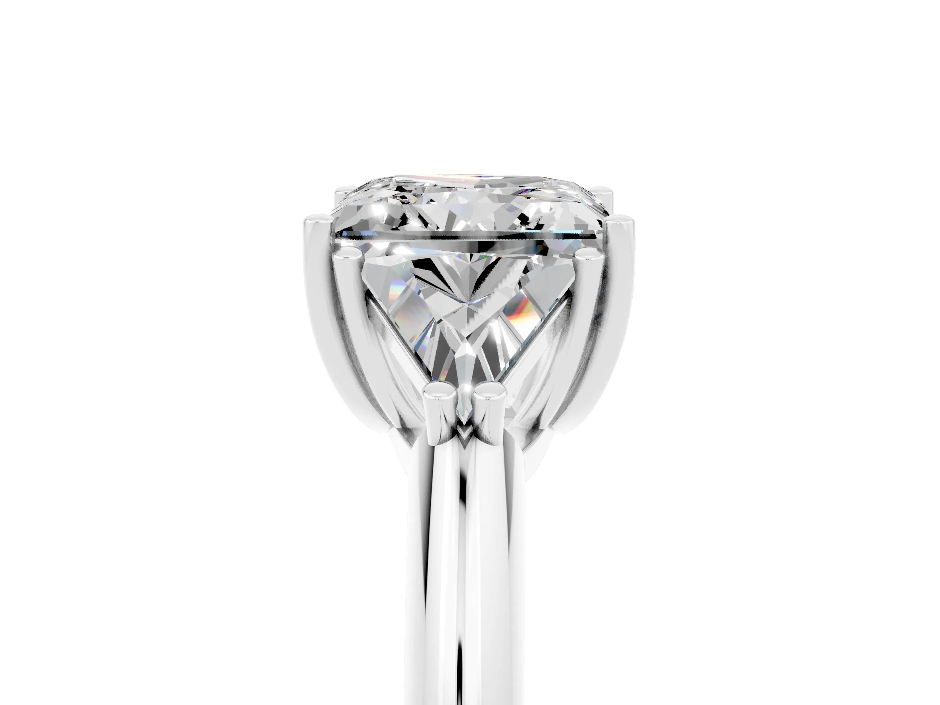 White gold Three-Stone Princess Cut Cut Diamond Ring with Trillion Side Stones and Four-Prong Setting_5