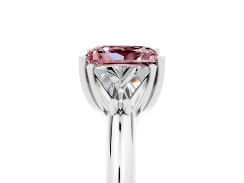 White gold Three-Stone Princess Cut Cut Diamond Ring with Trillion Side Stones and Four-Prong Setting_5