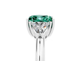 White gold Three-Stone Princess Cut Cut Diamond Ring with Trillion Side Stones and Four-Prong Setting_5