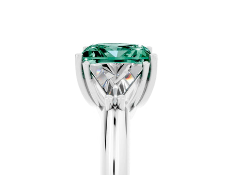 White gold Three-Stone Princess Cut Cut Diamond Ring with Trillion Side Stones and Four-Prong Setting_5