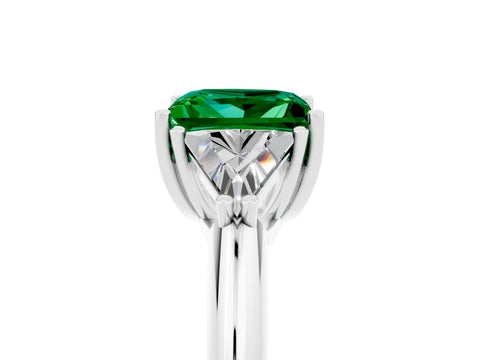 White gold Three-Stone Princess Cut Cut Diamond Ring with Trillion Side Stones and Four-Prong Setting_5