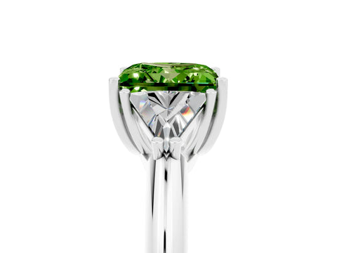 White gold Three-Stone Princess Cut Cut Diamond Ring with Trillion Side Stones and Four-Prong Setting_5
