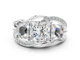White gold Three-Stone Princess Cut Cut Diamond Split Shank Prong Set Ring_19