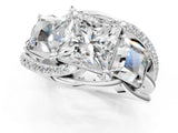 White gold Three-Stone Princess Cut Cut Diamond Split Shank Prong Set Ring_20