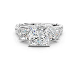 White gold Three-Stone Princess Cut Diamond Braided Band Ring with Four-Prong Setting_82