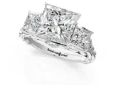 White gold Three-Stone Princess Cut Diamond Braided Band Ring with Four-Prong Setting_83