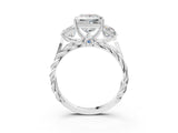 White gold Three-Stone Princess Cut Diamond Braided Band Ring with Four-Prong Setting_85