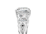 White gold Three-Stone Princess Cut Diamond Braided Band Ring with Four-Prong Setting_87