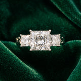 White gold Three-Stone Princess Cut Diamond Braided Band Ring with Four-Prong Setting_93