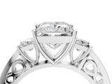 White gold Three-Stone Princess Cut Diamond Cathedral Engagement Ring with Prong Setting_10