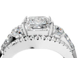 White gold Three-Stone Princess Cut Diamond Engagement Ring with Pave Band and Prong Setting_10