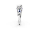 White gold Three-Stone Princess Cut Diamond Engagement Ring with Pave Band and Prong Setting_8