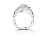 White gold Three-Stone Princess Cut Diamond Engagement Ring with Pave Band and Prong Setting_9