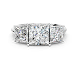 White gold Three-Stone Princess Cut Diamond Engagement Ring with Prong Setting on a White Gold Band_6