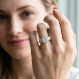 White gold Three-Stone Princess Cut Diamond Engagement Ring with Prong Setting_59