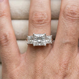 14K White Gold Three-Stone 2.03 Carat G VVS2 Princess Diamond Engagement Ring with Prong Setting