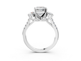 White gold Three-Stone Princess Cut Diamond Pavé Band with Four-Prong Setting_54