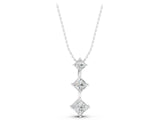 White gold Three-Stone Princess Cut Diamond Pendant with Four-Prong Setting_4