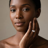 White gold Three-Stone Princess Cut Diamond Ring with Cathedral Band and Four-Prong Setting_28