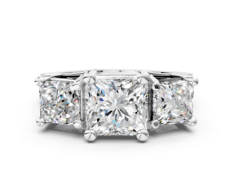 White gold Three-Stone Princess Cut Diamond Ring with Channel-Set Band and Four-Prong Setting_32