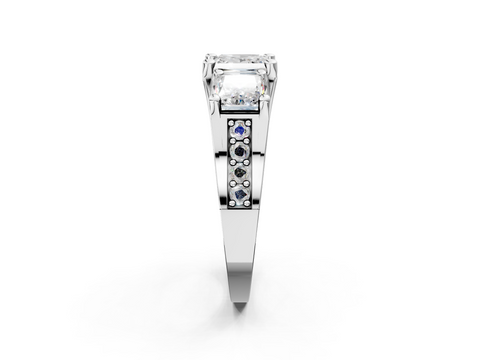 White gold Three-Stone Princess Cut Diamond Ring with Channel-Set Band and Four-Prong Setting_34