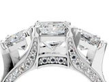 10K White Gold 3.13 Carat E VS1 Princess Diamond Three-Stone Ring with Channel Set Band and Four-Prong Setting