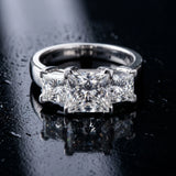 White gold Three-Stone Princess Cut Diamond Ring with Channel Set Band and Four-Prong Setting_53